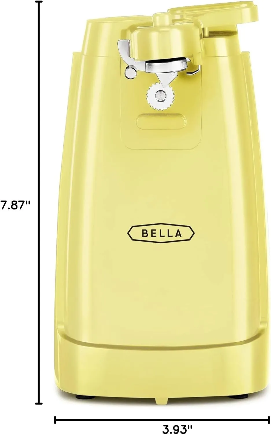 BELLA Electric Can Opener and Knife Sharpener, Multifunctional Jar and Bottle Opener with Removable Cutting Lever and Cord Storage, Stainless Steel Blade, Yellow