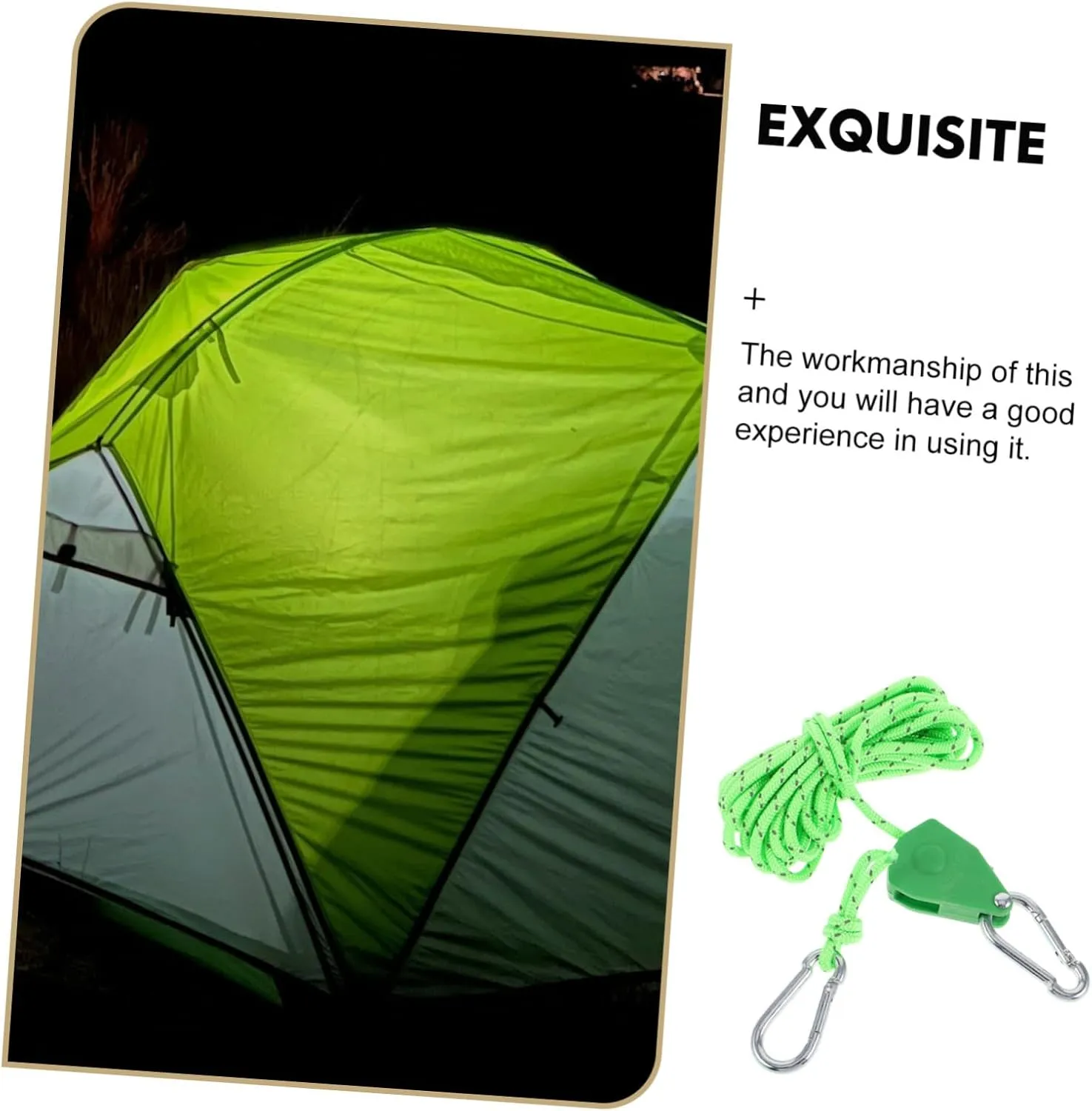 BESPORTBLE Tent Windproof Carabiner Wind Rope for Outdoor Awning Tent Pole with Tightener Rope Tensioner Reflective
