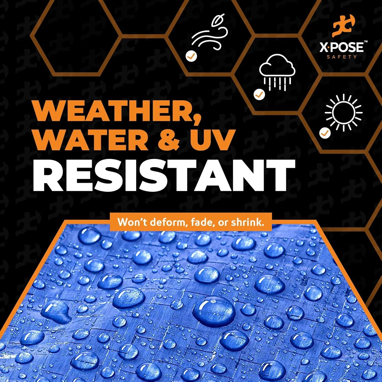 Better Blue Poly Tarp 30' x 50' - Multipurpose Protective Cover - Lightweight, Durable, Waterproof, Weather Proof - 5 Mil Thick Polyethylene - by Xpose Safety