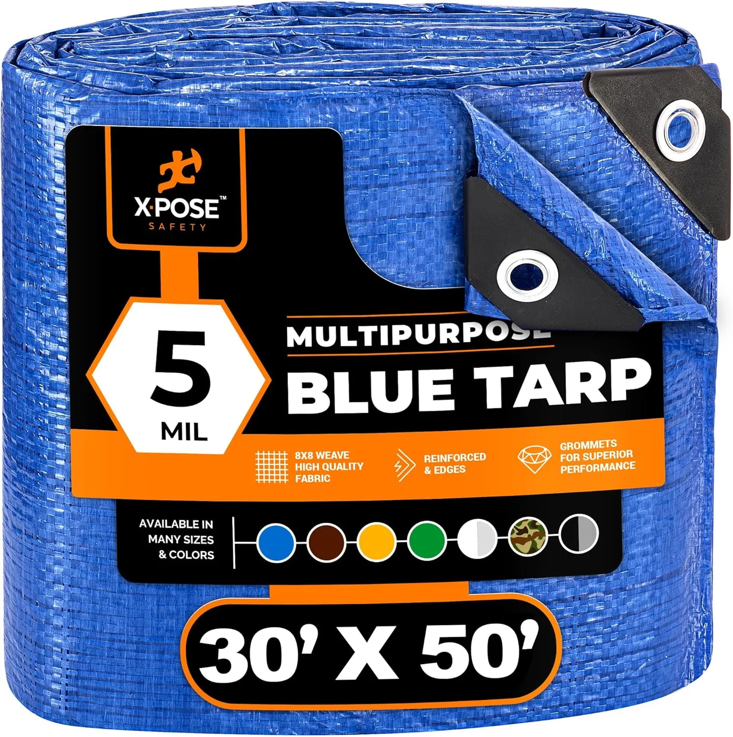 Better Blue Poly Tarp 30' x 50' - Multipurpose Protective Cover - Lightweight, Durable, Waterproof, Weather Proof - 5 Mil Thick Polyethylene - by Xpose Safety