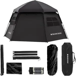 Blackdog Hexagon Automatic Waterproof Family Camping Tent, 2 to 4 Person Sunproof Pop Up Tent, Large Waterproof Tents for Outdoor Camping, Spacious Interior, Upgraded Ventilation, Easy Set up