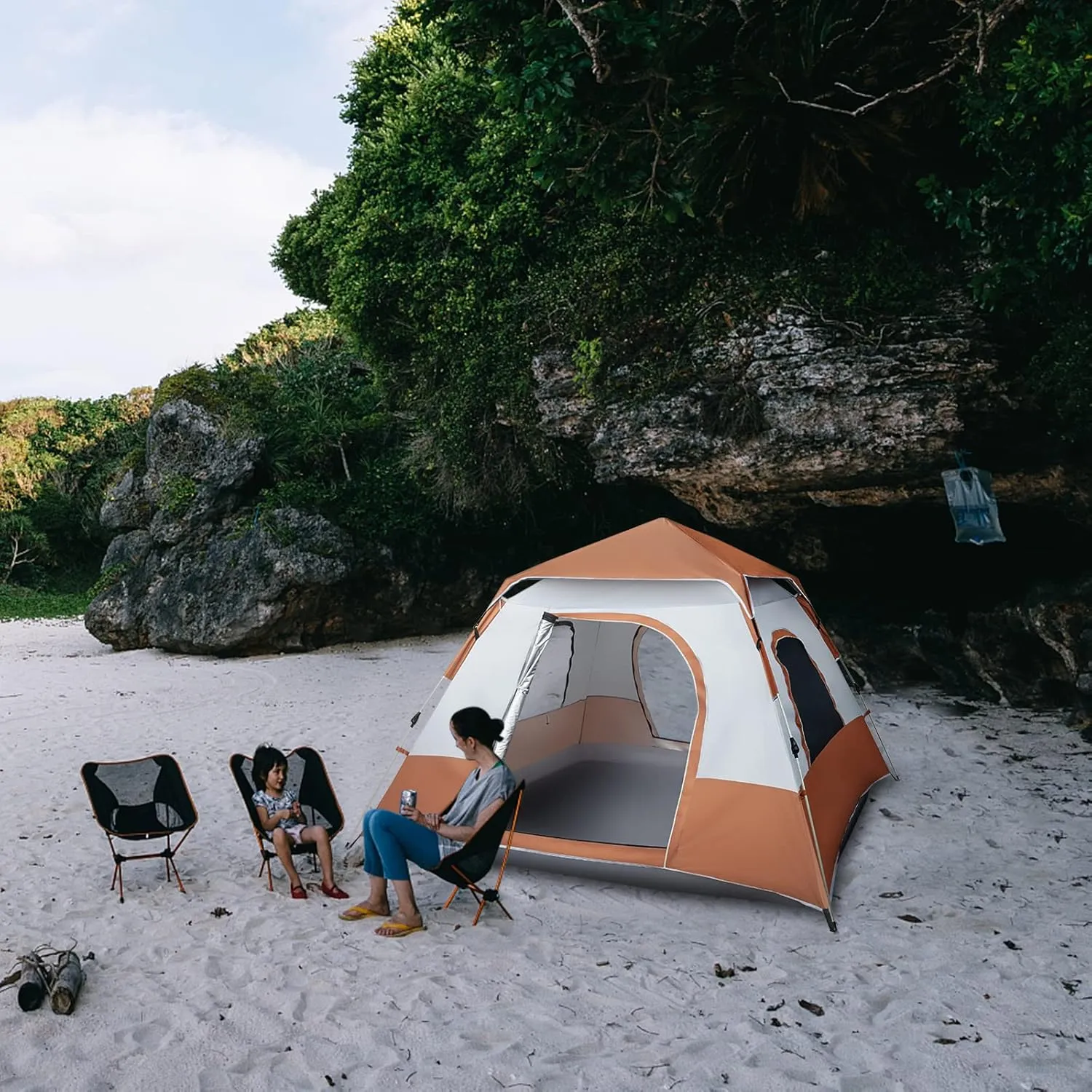 Brown Camping Gear for The Outdoors, Tent for Camping, Tent for Easy Setup, 4 Person Tents for Camping, Portable Tent, Tents for Outdoor Camping Hiking,240 x 240 x 150cm