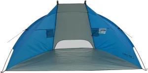 BS-002 Outdoor Portable Canopy Beach Waterproof Windproof Shelter Sun Shade Tent with 2 Mesh Sand Pockets, Carry Bag, and Stakes, Blue