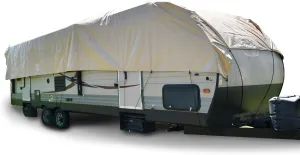 Budge RV Rooftop Cover Fits Multiple RV Classes up to 50' Long (Tan, Polyester), 20' Long x 16' Wide