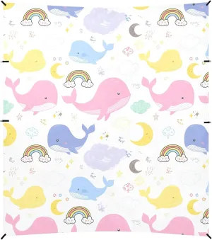 Burbuja Cartoon Whales in Pastel Beach Canopy Windproof Beach Tent Sun Shade with 4 Sandbags & Sand Shovel, Portable Sun Shelter for Family Camping Picnic
