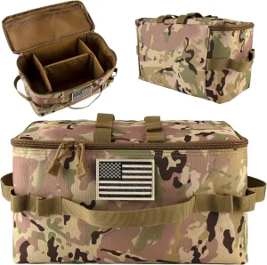 bvya Tactical Camping Storage Bag 11 Liters Outdoor Utility Tote Bag Camping Cookware Organizer Trunk Organizer with Flag Patch