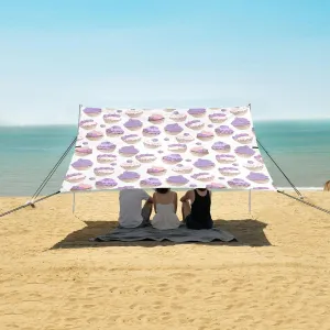 Cakes Purple Beach Canopy Tent Anti-UV & Wind Resistant, Food Camping Sun Shelter Easy Setup Portable,Outdoor Shade Tents with Sandbags,Sand Shovels,Ground Pegs & Stability Poles