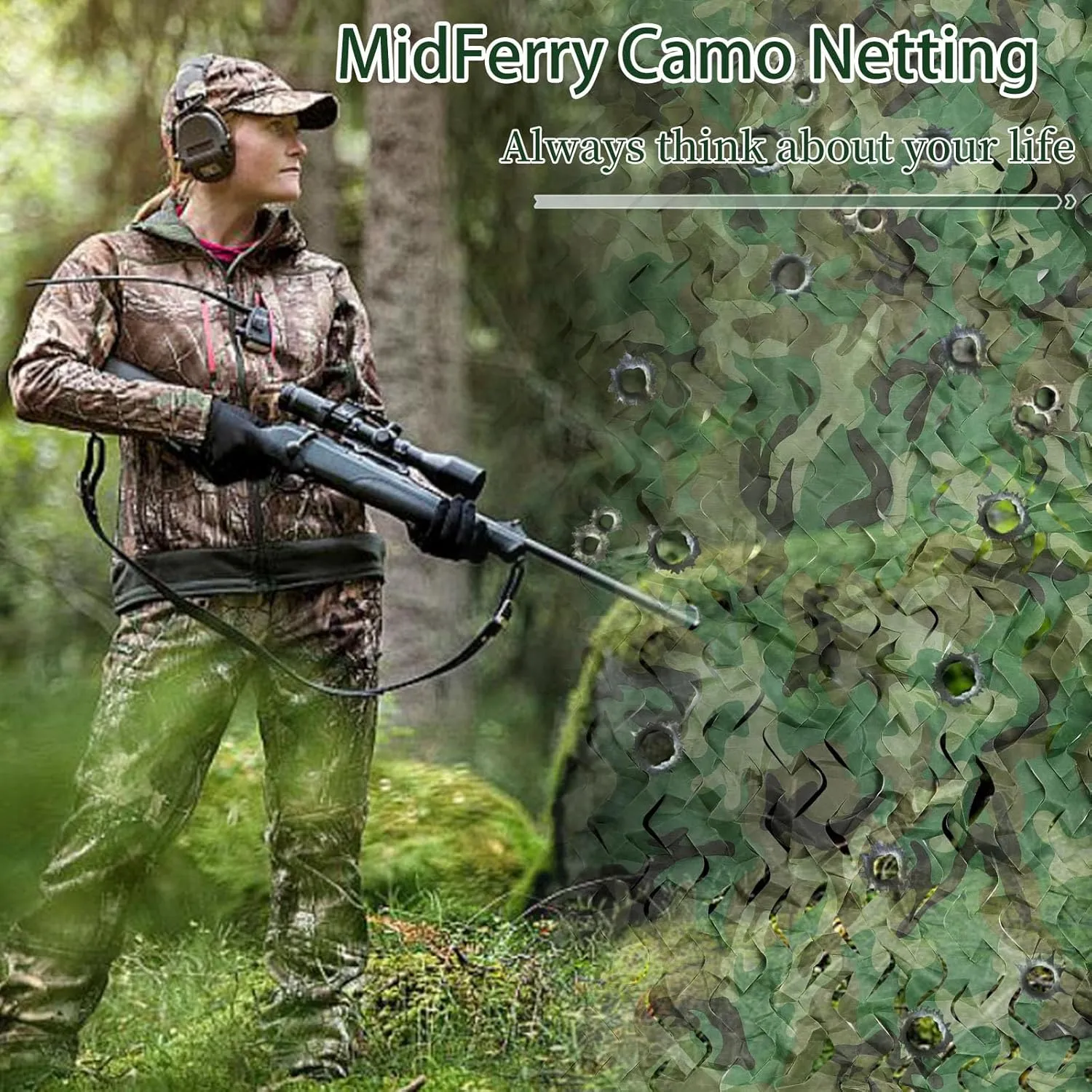 Camo Netting Camouflage Net - Bulk Roll Military Theme Party Decorations Camping Netting Camo net Sunshade Camo Mesh Tarp for Hunting Blind