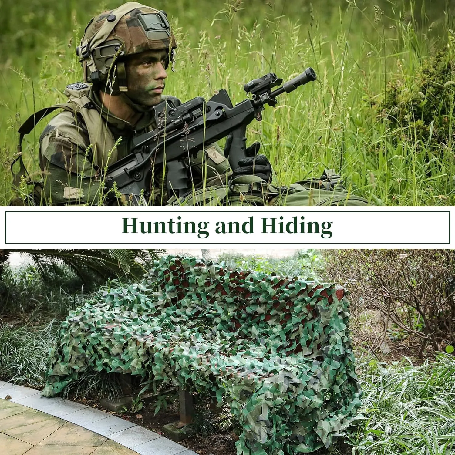 Camo Netting Camouflage Net - Bulk Roll Military Theme Party Decorations Camping Netting Camo net Sunshade Camo Mesh Tarp for Hunting Blind