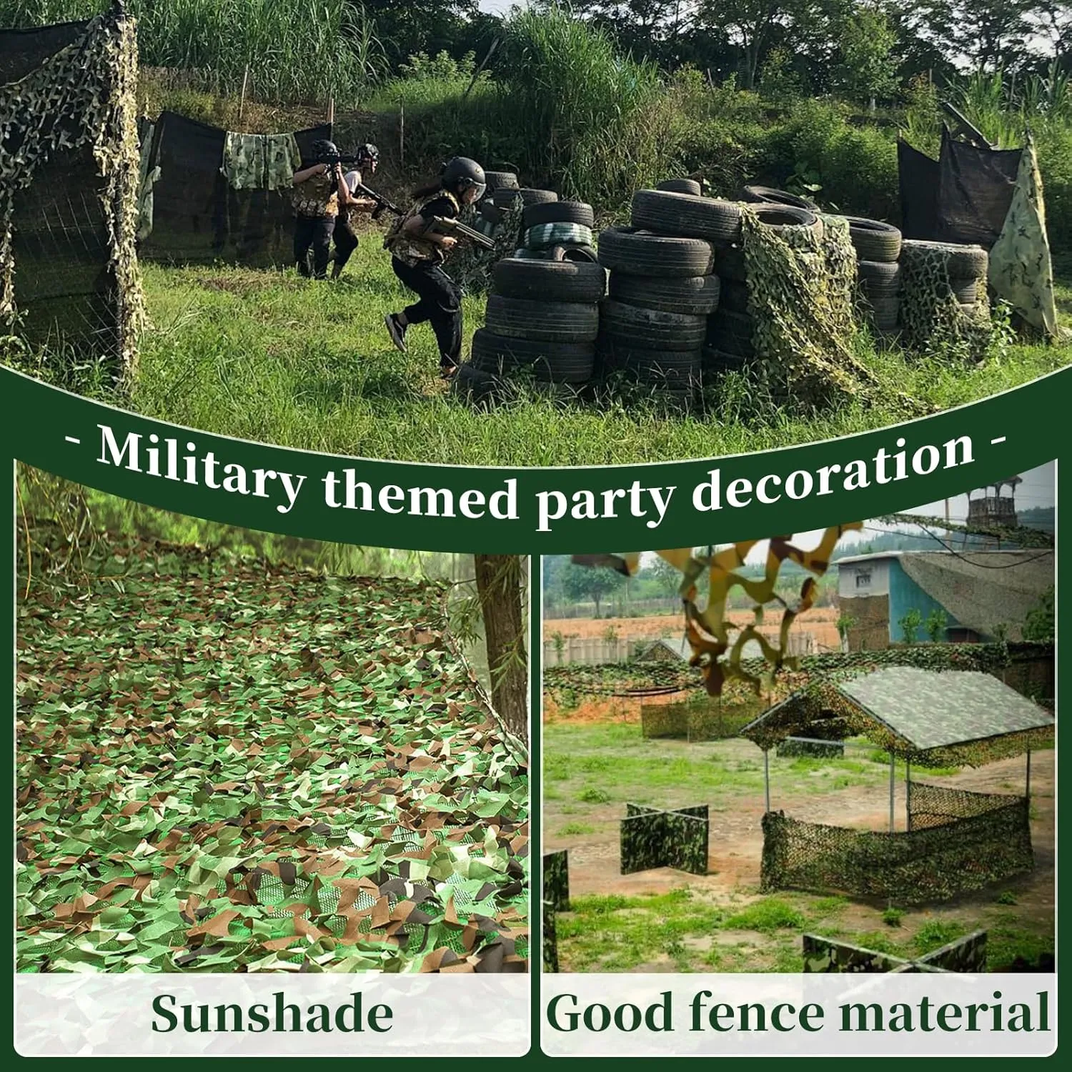 Camo Netting Camouflage Net - Bulk Roll Military Theme Party Decorations Camping Netting Camo net Sunshade Camo Mesh Tarp for Hunting Blind