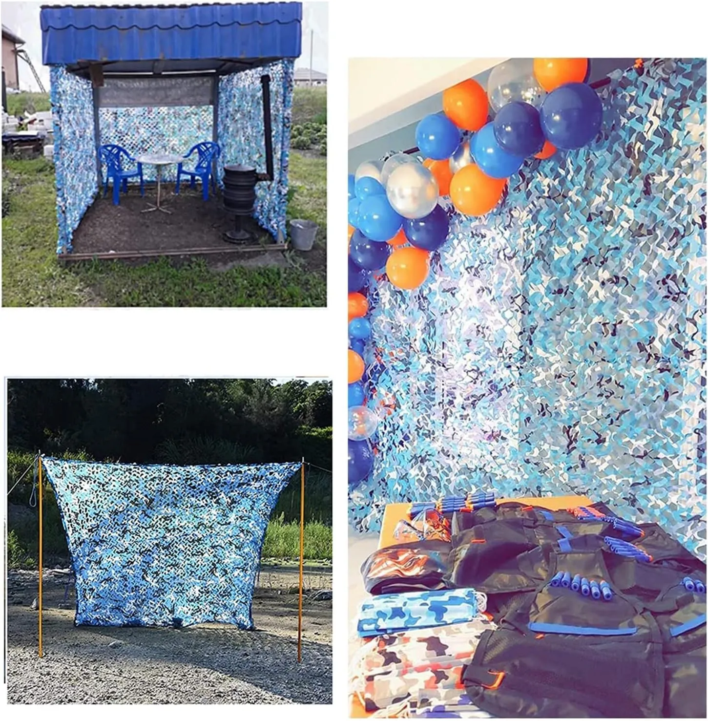 Camouflage Net Blue 2x3m 2x5m 2x10m 4x5m 4x6m 6x6m, Camouflage Netting Camping, for Outdoor Garden Decoration Sun Shelter Tarp Shade Net (Size : 1.5X15m/4.9X49.2ft)