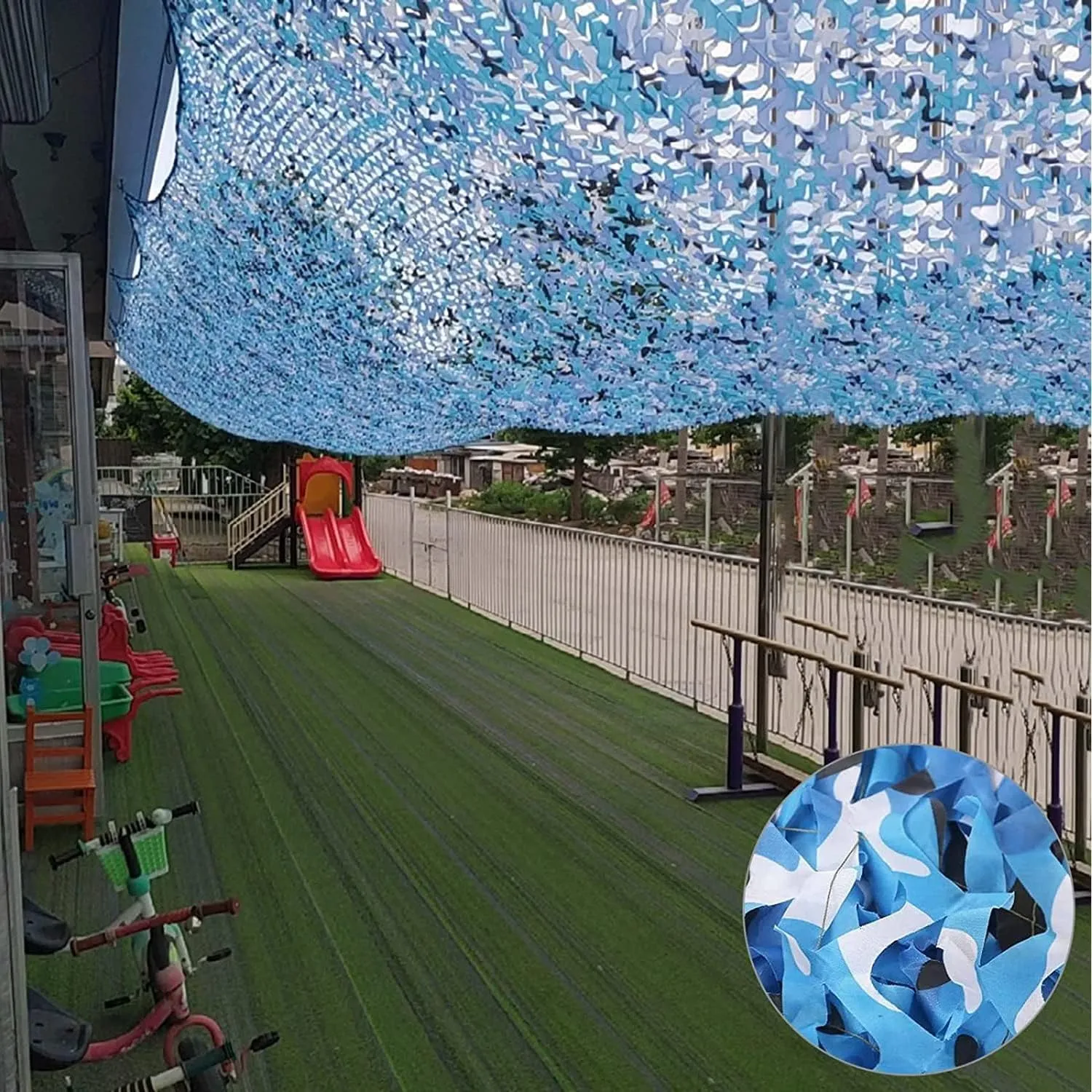 Camouflage Net Blue 2x3m 2x5m 2x10m 4x5m 4x6m 6x6m, Camouflage Netting Camping, for Outdoor Garden Decoration Sun Shelter Tarp Shade Net (Size : 1.5X15m/4.9X49.2ft)