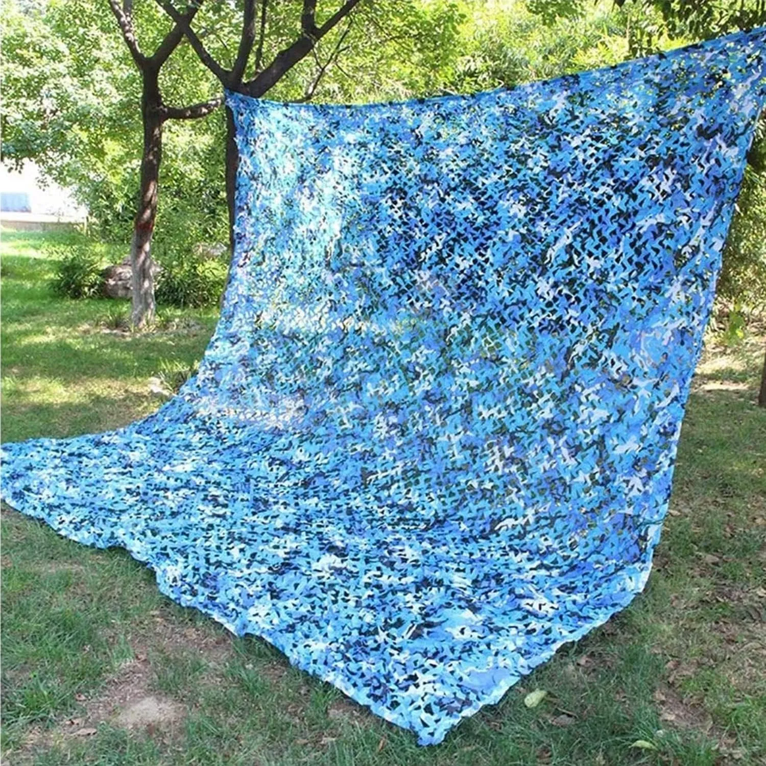 Camouflage Net Blue 2x3m 2x5m 2x10m 4x5m 4x6m 6x6m, Camouflage Netting Camping, for Outdoor Garden Decoration Sun Shelter Tarp Shade Net (Size : 1.5X15m/4.9X49.2ft)