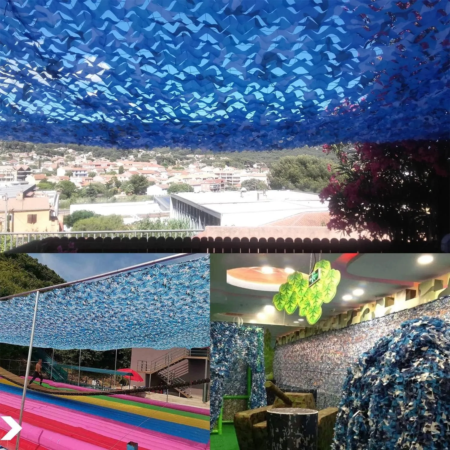 Camouflage Net Blue 2x3m 2x5m 2x10m 4x5m 4x6m 6x6m, Camouflage Netting Camping, for Outdoor Garden Decoration Sun Shelter Tarp Shade Net (Size : 1.5X15m/4.9X49.2ft)