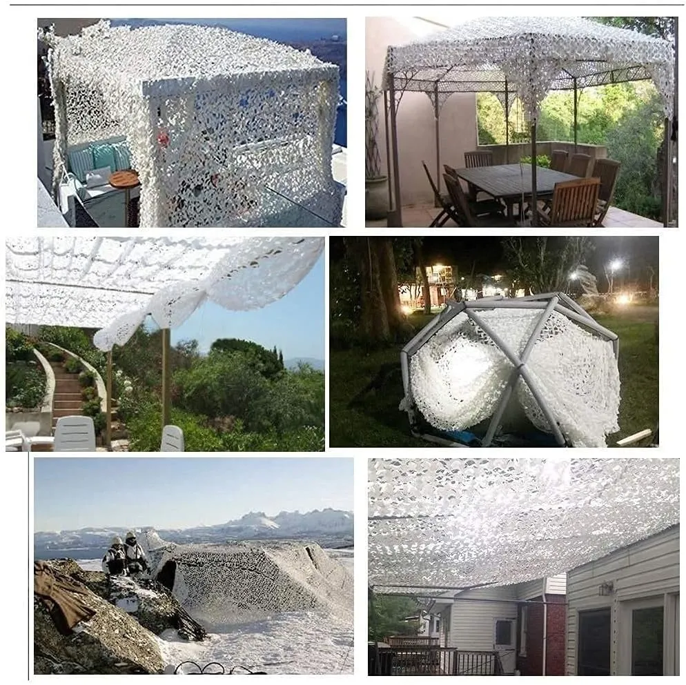 Camouflage Net White Camping Shelters Bulk Roll Camo Netting for Hunting Military Decoration | Foldable Camo Tarp Sunshade Net (Size : 3 * 6M(9.8 * 19.7ft))