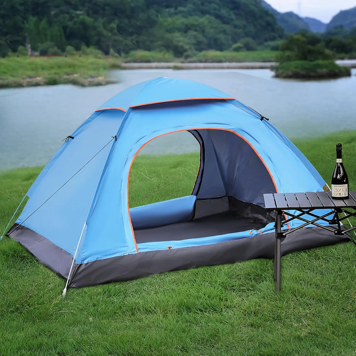 Camping Beach Tent, Waterproof Pop-Up Tent with 2 Doors & Large Mesh Windows, Carry Bag Included, Perfect for Camping, Beach, Backpacking