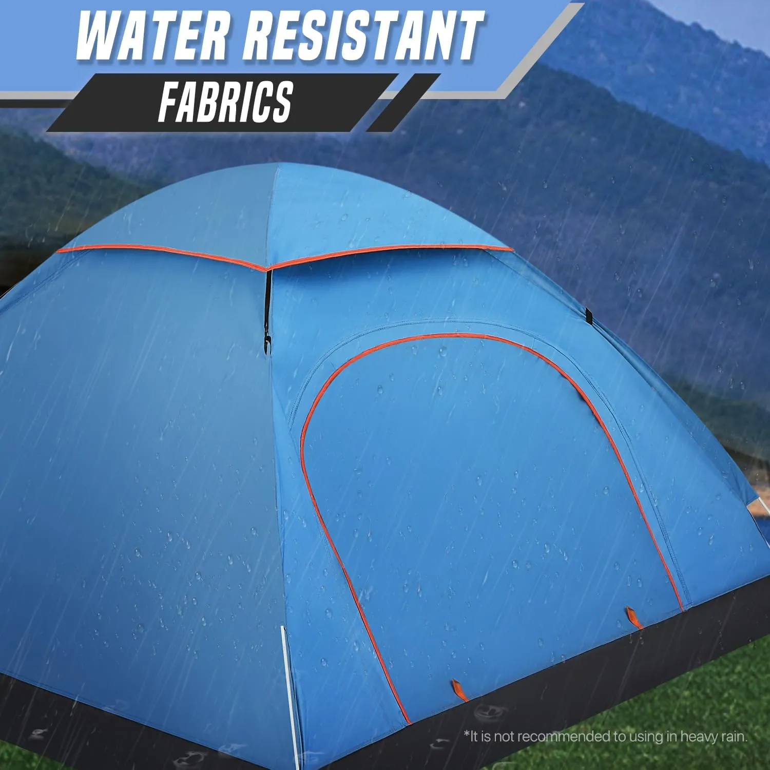 Camping Beach Tent, Waterproof Pop-Up Tent with 2 Doors & Large Mesh Windows, Carry Bag Included, Perfect for Camping, Beach, Backpacking