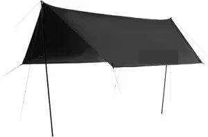 Camping Canopy Portable 5.5x2.9m Large Sun Shelter 150D Oxford Fabric Waterproof 2000mm UPF50  Parasol Tarp(Black-24)