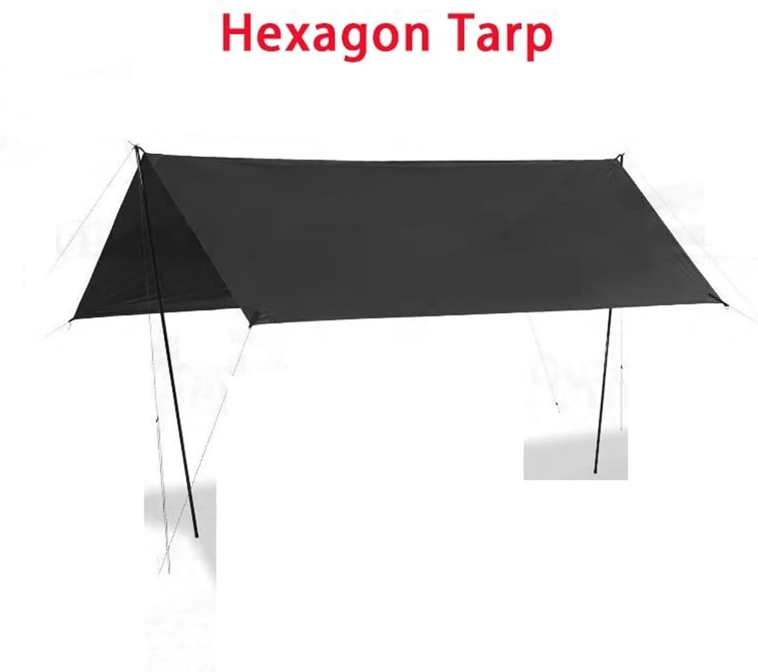 Camping Canopy Portable 5.5x2.9m Large Sun Shelter 150D Oxford Fabric Waterproof 2000mm UPF50  Parasol Tarp(Black-24)