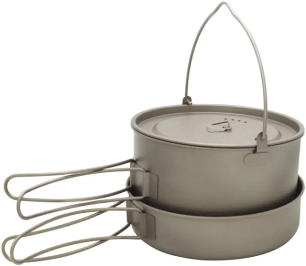 Camping Cookware, Outdoor Picnic Camping Cookware Tableware Pot Set Foldable Handle Portable Pan Frying Pan Portable Stove