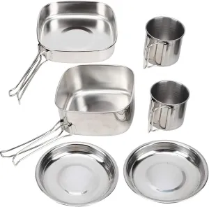 Camping Cookware Set Mess Kit, Backpacking Gear Cooking Equipment, 6Pcs Utensils Set Stainless Steel Portable Frying Pan Cups Pot Tableware for Picnic