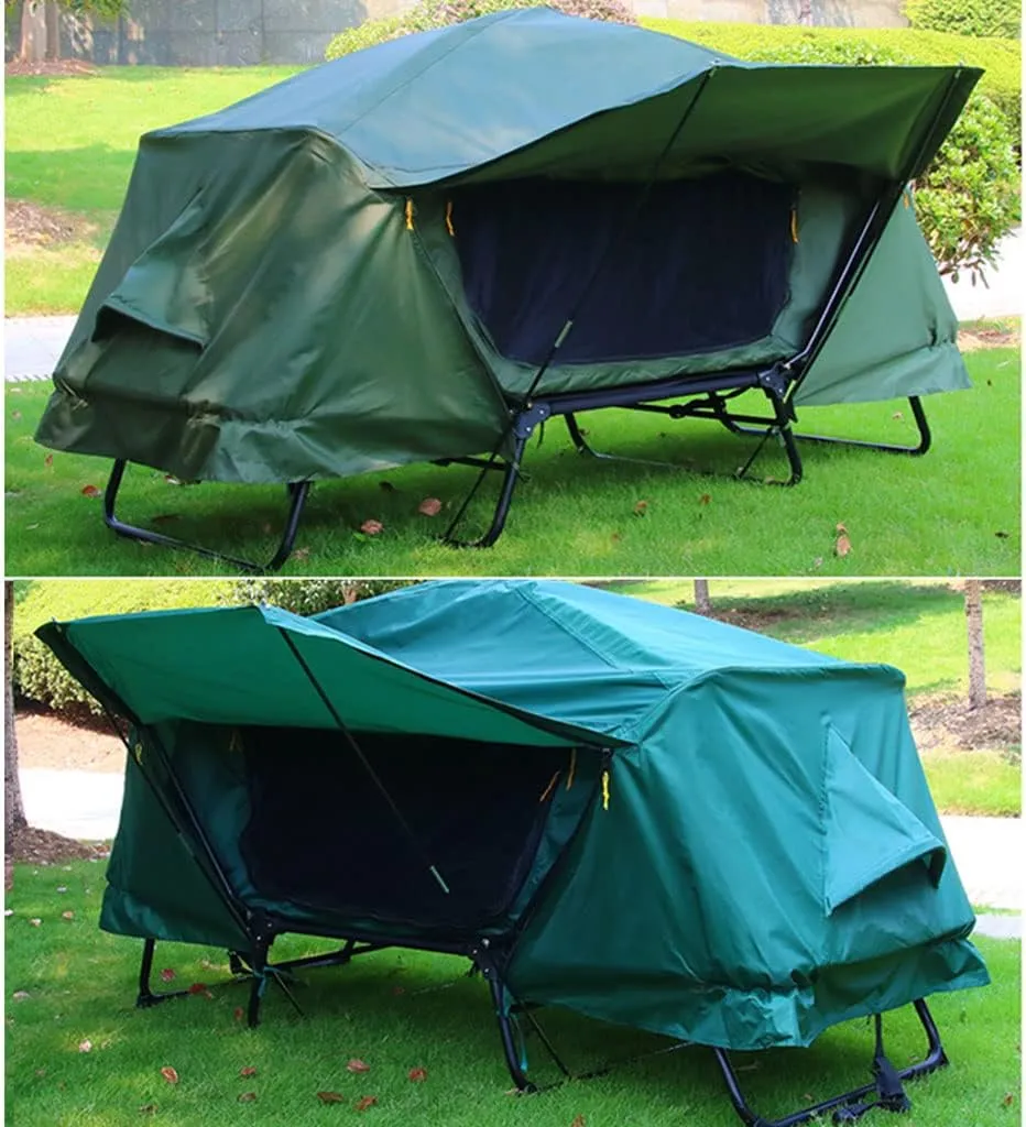 Camping Cot Tent Combo Set - Elevated Double Layer Rainproof Outdoor Camping Tent Cot Bed with Window,Gauze Storage Bag,and Foam Pad