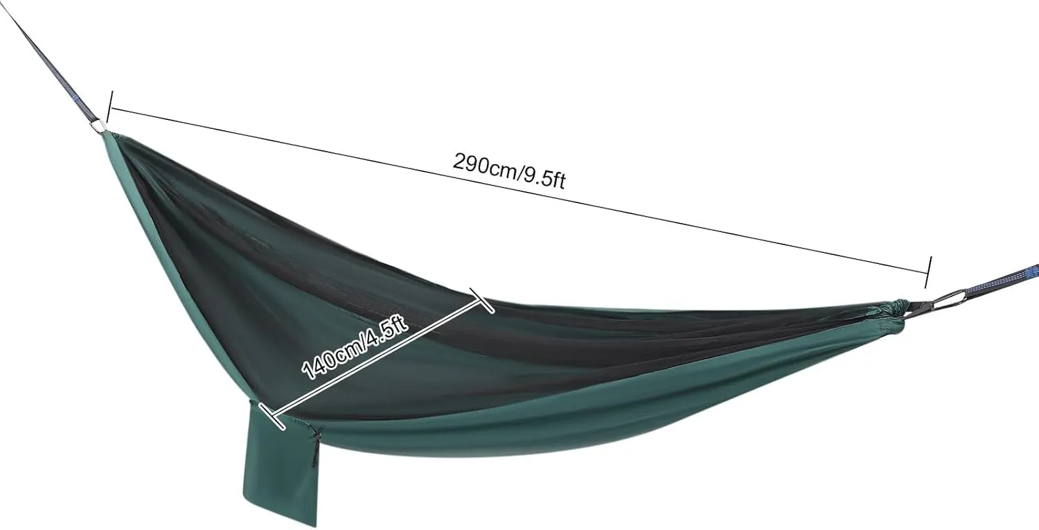 Camping Hammock, Hammock with Mesh Yarn and Rain Fly Tarp, Portable Single & Double Nylon Hammock for Backpacking and Travel