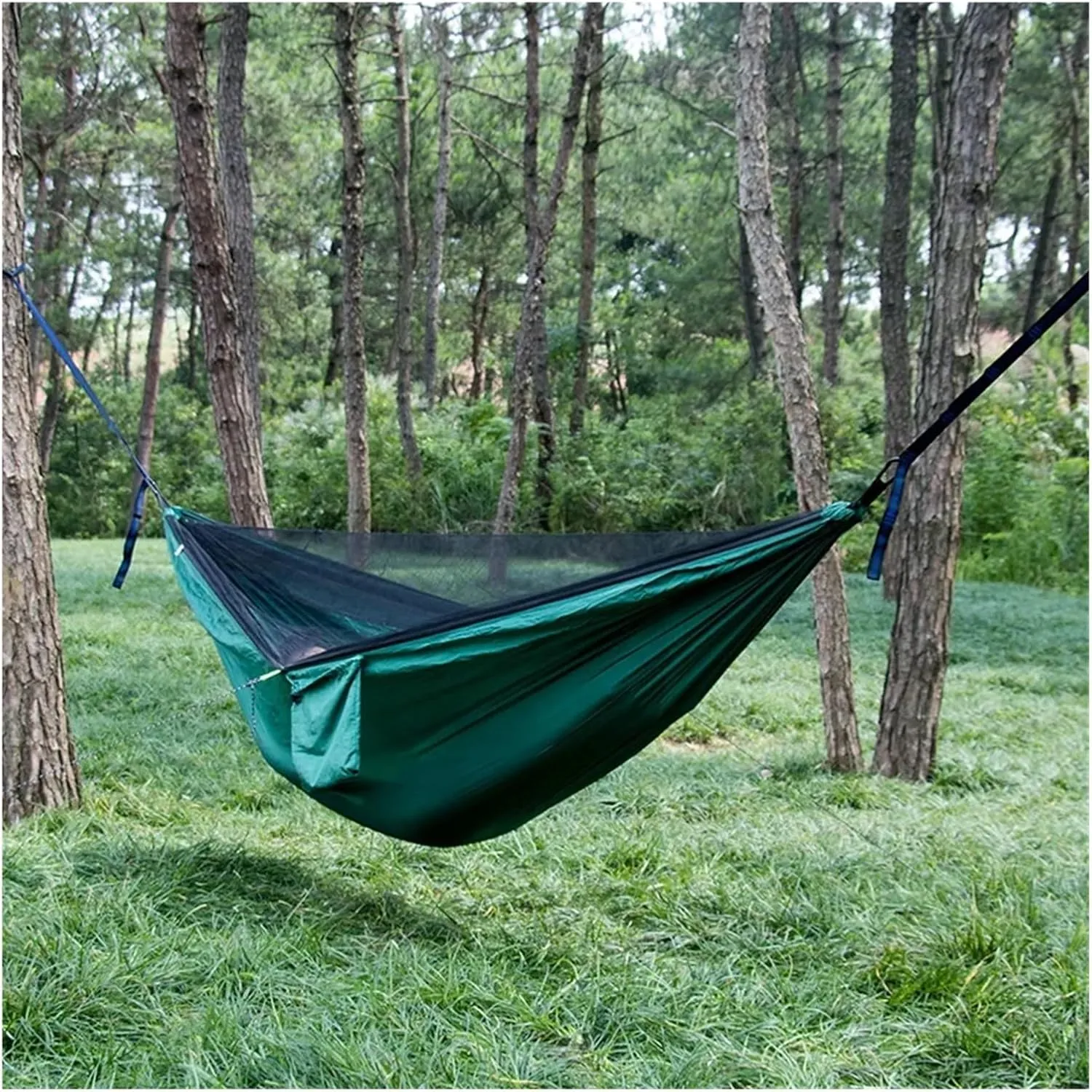 Camping Hammock Portable Nylon Camping Hammock with Waterproof Rain Fly Canopy Tarp for Outdoor Hanging Bed Sleeping