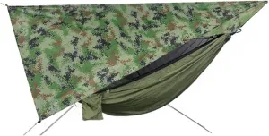 Camping Hammock Portable Nylon Camping Hammock with Waterproof Rain Fly Canopy Tarp for Outdoor Hanging Bed Sleeping