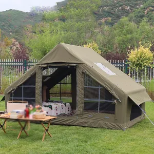 Camping Inflatable Tent, Portable 2~4 Person Inflatable Tent, Windproof Easy to Set Up Large Family Tent with 2 Doors and 6 Windows for Outdoor Picnics