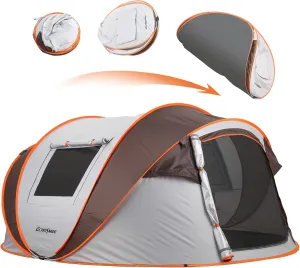 Camping Instant Tent, 4-6 Person Pop Up Tent, Water Resistant Dome Tent, Easy Setup for Camping Hiking and Outdoor, Portable Tent with Carry Bag, for 3 Seasons