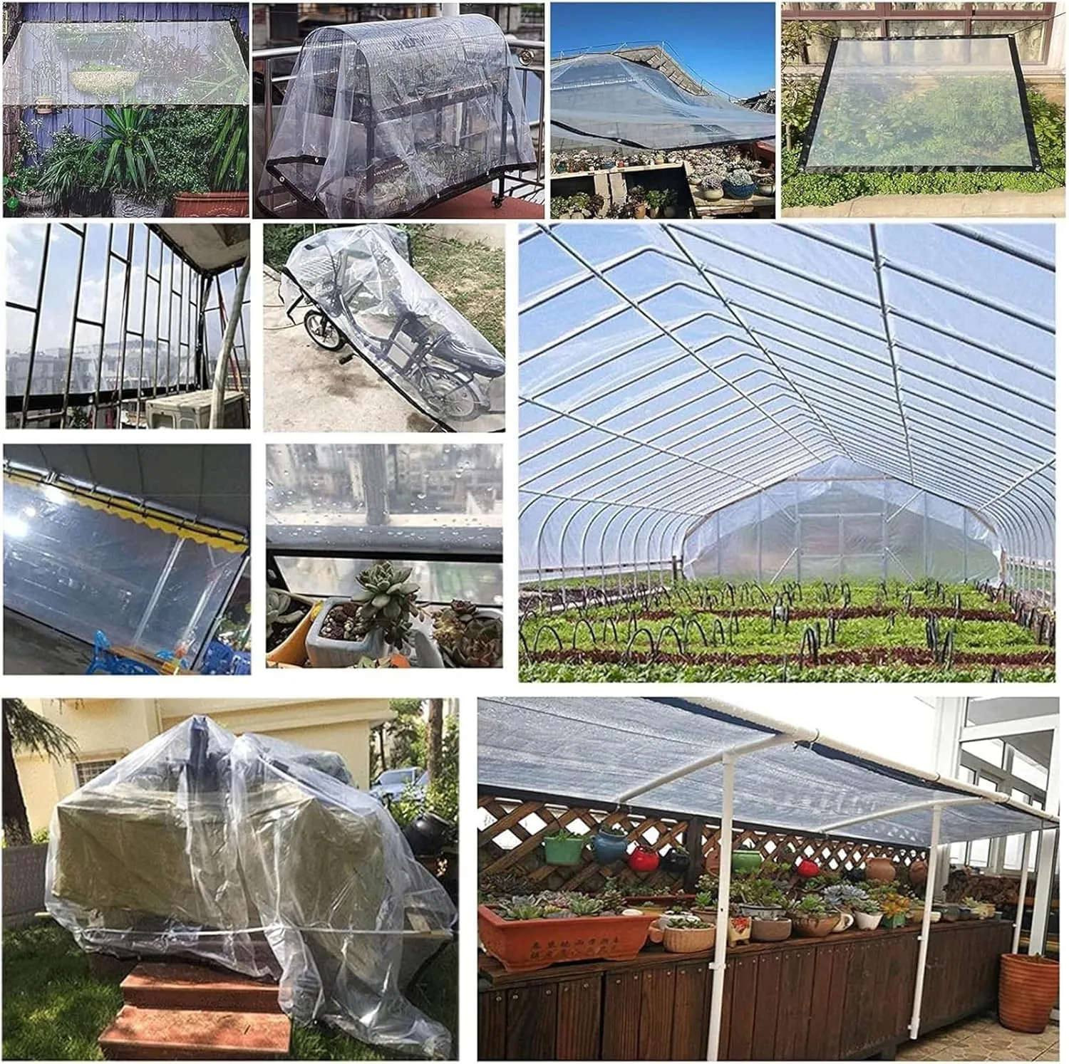 Camping Outdoor Rain Tarps,Tarpaulin Transparent of Patio,2 * 3m 4 * 6m 6 * 10m 20 * 20m Clear Plastic Tarp,for Patio Pergola Garden Canopy(13x20 ft(4x6m))