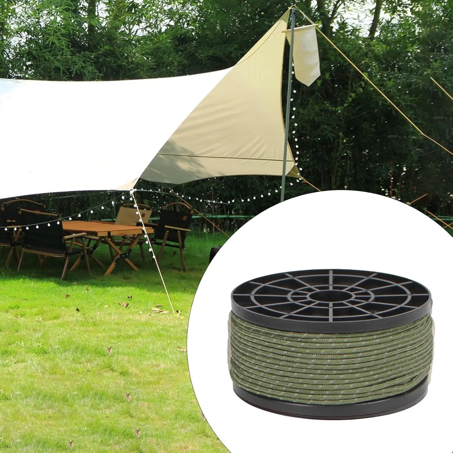 Camping Rope for Tarp Reflective Paracord Multifunctional Reflective Design Wind Rope Tent Guide Rope for Backpacking Tarp