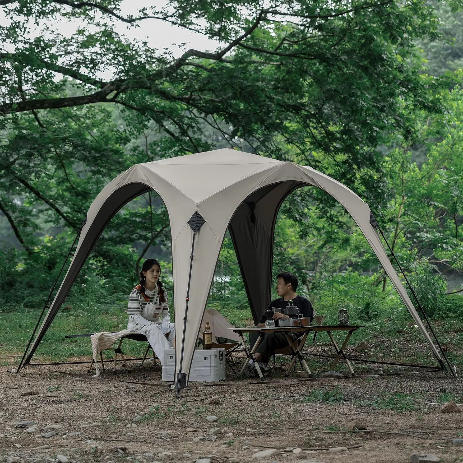 Camping Sun Shelter Easy Setup Instant Canopy Automatic Pop up Tent for Camping 3-4 Person Waterproof Portable Tent for Family Outdoor Picnics Fishing