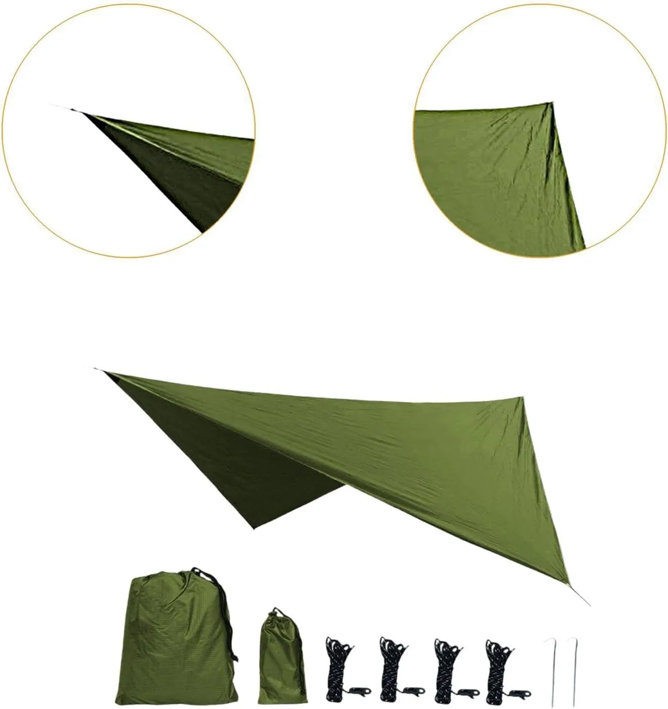 Camping Tarp Tent Tarp Awning Accessories Lightweight Hammock Canopy Rain Awning for Hiking Beach Backyard Outdoor Activities, Green