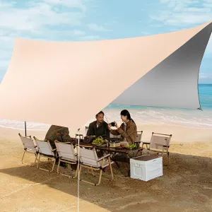 Camping Tarp Under Tent Waterproof with 2 Poles Backpacking Tarp Tent Ultralight Portable & UV Protection Camping Tent Tarp with 6 Ground Nails & 6 Windproof Ropes for Outdoor Adventure,30m²