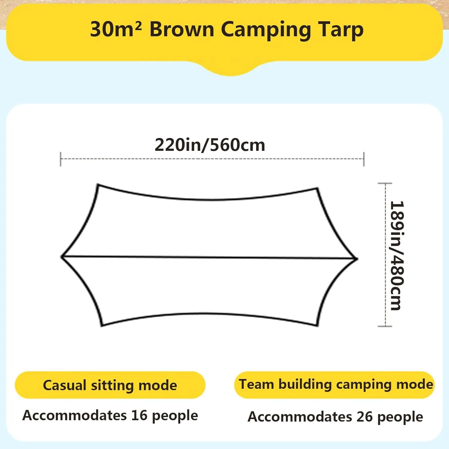 Camping Tarp Under Tent Waterproof with 2 Poles Backpacking Tarp Tent Ultralight Portable & UV Protection Camping Tent Tarp with 6 Ground Nails & 6 Windproof Ropes for Outdoor Adventure,30m²