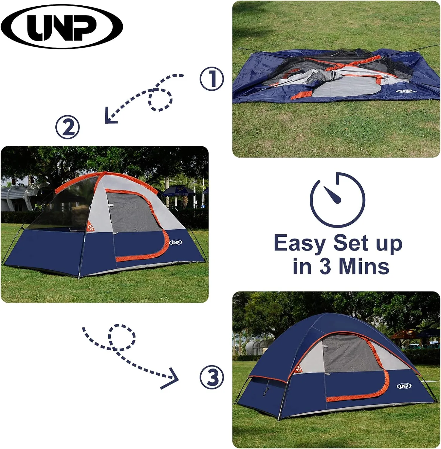Camping Tent 2 Person, Waterproof Windproof Tent with Rainfly