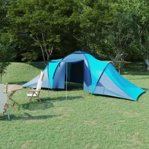 Camping Tent for 6 Persons with Mosquito Net, Easy Assembly, Blue and Light Blue