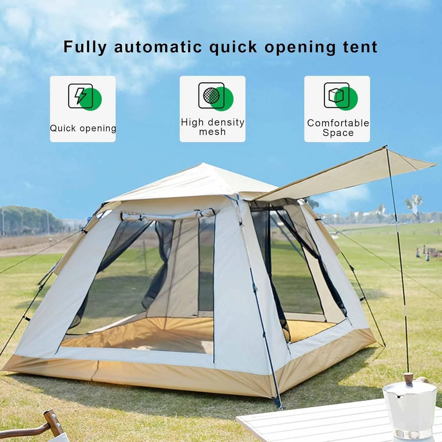 Camping Tent, Pop-up Tent Quick Opening Tent, 4/6/8 People, Tent with Carrying Bag, Quick Installation, Suitable for Family Backpacking Trips (Size : 94.4x94.4x74.8 inches/240x240x190 cm)