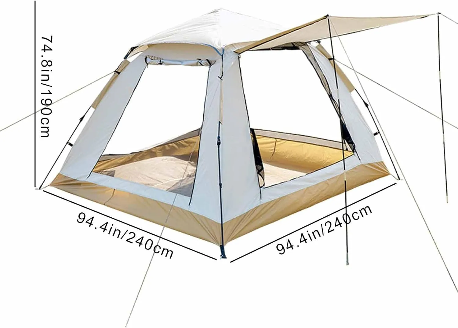 Camping Tent, Pop-up Tent Quick Opening Tent, 4/6/8 People, Tent with Carrying Bag, Quick Installation, Suitable for Family Backpacking Trips (Size : 94.4x94.4x74.8 inches/240x240x190 cm)