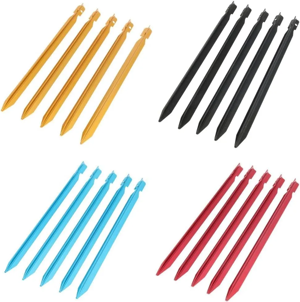 Camping Tent Stakes,5 Pcs Tent Stakes Pegs Aluminum Camping Triangle Ground Nails Outdoor Hiking Beach Garden Park Travel Beach 23cm (Color : Red) (Color : Red) (Color : Red)