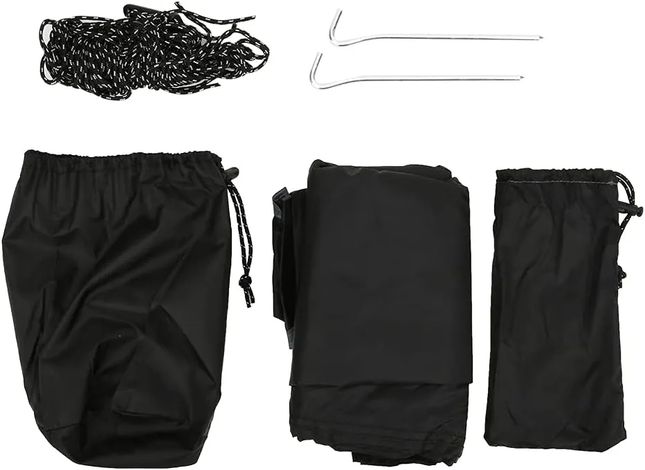 Camping Tent Tarp, 210T Polyester Fabric Outdoor Camping Shelter Rhombic Sun Proof Camping Ground Mat Tent for Outdoor Hiking (Black)