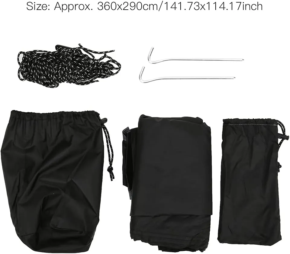 Camping Tent Tarp, 210T Polyester Fabric Outdoor Camping Shelter Rhombic Sun Proof Camping Ground Mat Tent for Outdoor Hiking (Black)