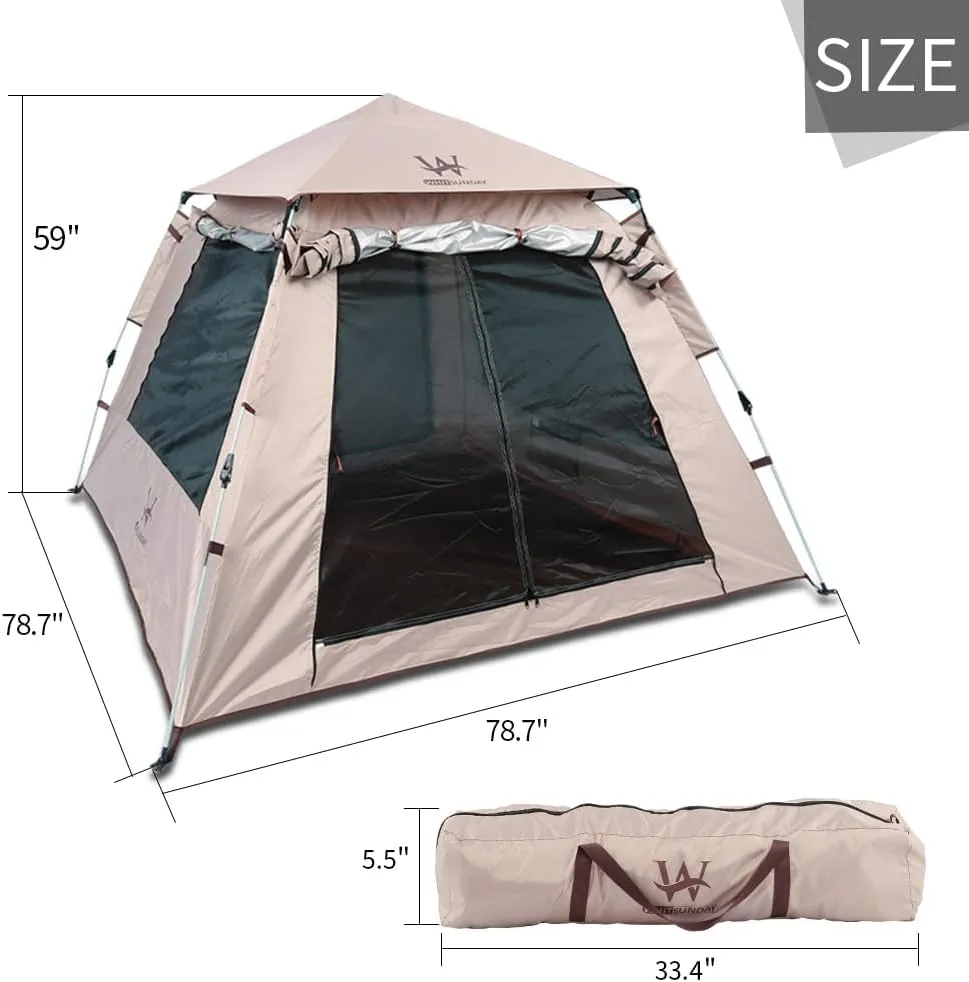 Camping Tent with Instant Setup, Waterproof Tent, 1-2 Person Easy Quick Setup Dome Family Tents for Camping