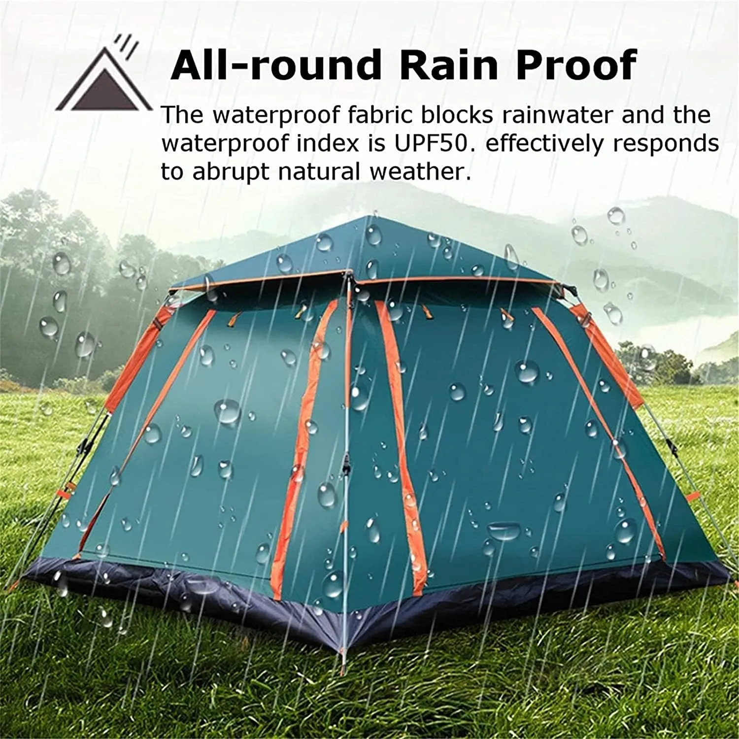 Camping Tents 6-7 Person Camping Tent Automatic Tent with Top Rainfly Instant Cabin Tent Advanced Venting Design (Blue)