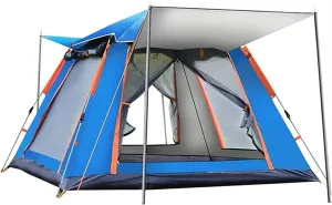 Camping Tents 6-7 Person Camping Tent Automatic Tent with Top Rainfly Instant Cabin Tent Advanced Venting Design (Blue)