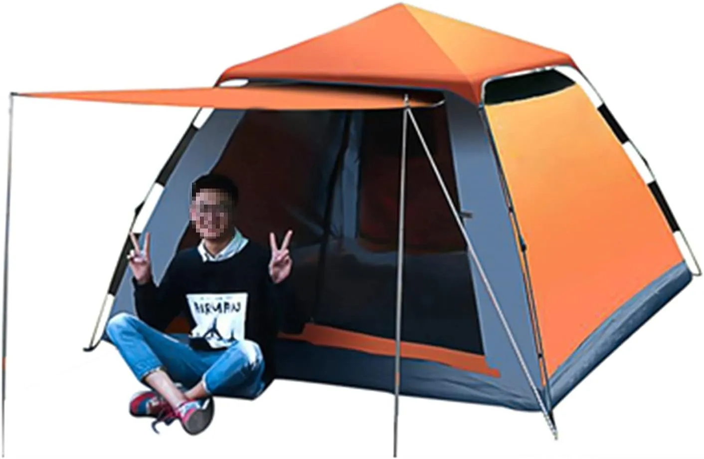 Camping Tents Shelter Portable with Carry Bag Waterproof Hold 2-4 Persons Instant Setup Pop Up Tent with Top Rainfly Doors Mesh Windows UV Protection for Camping Hiking Mountaineering