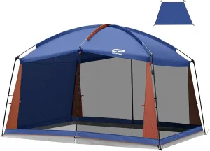 CAMPROS CP Screen House Room with 1 Pc Removal Wind/Sun Panel Canopy Tent Camping Tent Screen Shelter Gazebos for Patios Outdoor Camping Activities, 12'X10'X90in(H) - Blue