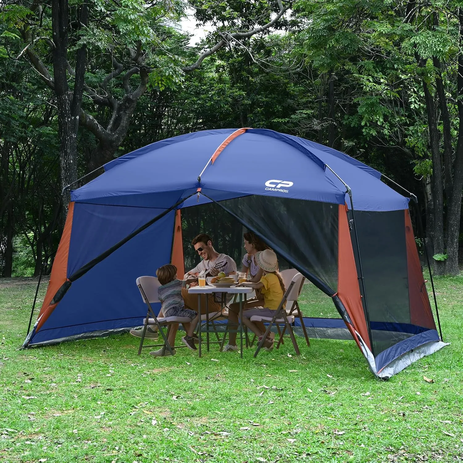 CAMPROS CP Screen House Room with 1 Pc Removal Wind/Sun Panel Canopy Tent Camping Tent Screen Shelter Gazebos for Patios Outdoor Camping Activities, 12'X10'X90in(H) - Blue